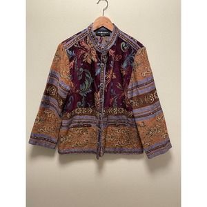 Vintage Sag Harbor Jacket Womens XL Tapestry Brocade Boho Victorian Artsy 90s